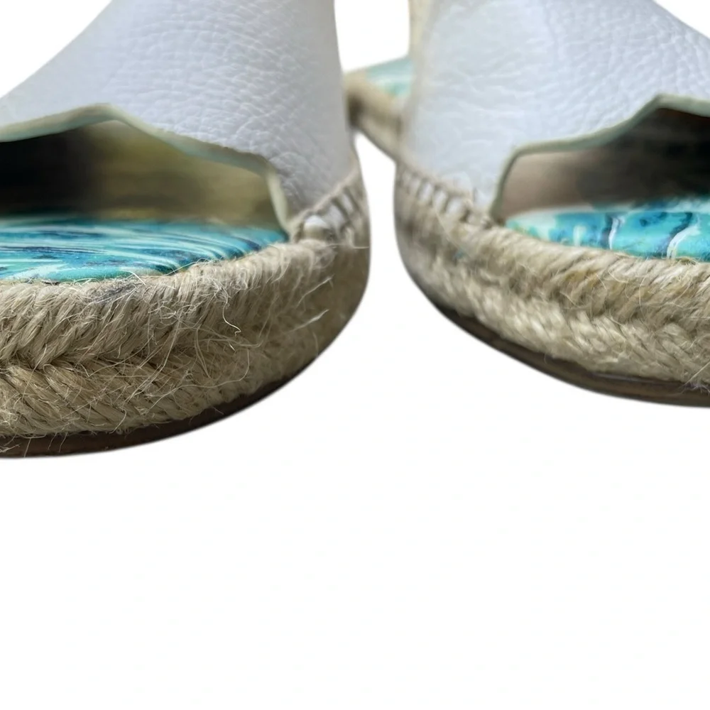 J. Mclaughlin Pebbled Leather Aires Slides Tropical Espadrille Sandals Shoes 7M